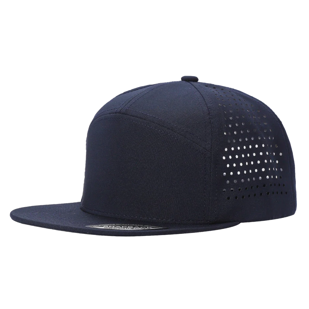 7 Panel Water Resistant Style Snapback Hat with Custom Leather Patch